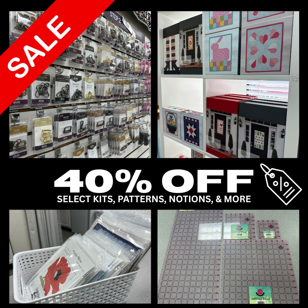 Discount sale on sewing kits and patterns.
